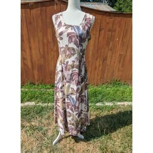 Y2K Beach Palm Silk Sundress by Cold Water Creek Size 10